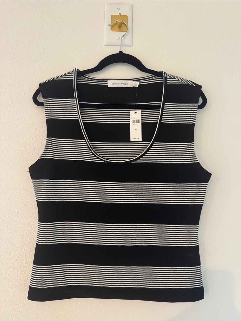 Anthropologie Bishop & Young Black and White Striped Sleeveless Knit Shell